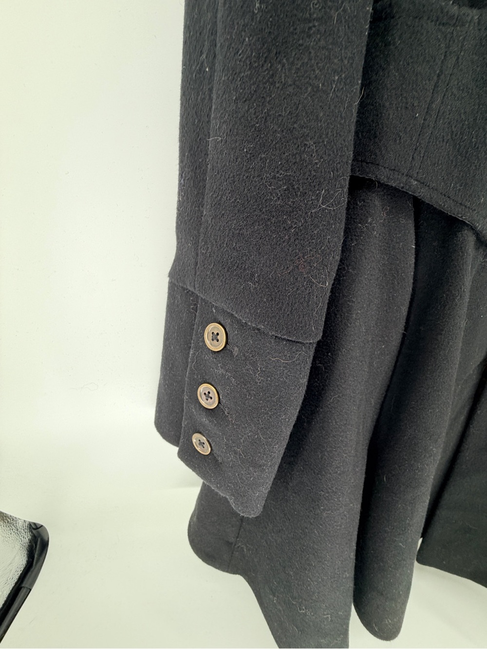 Betsey Johnson Black Wool Blend Faux Fur Collar Fit & Flare coquette Coat Size 2 - Picture 5 of 9